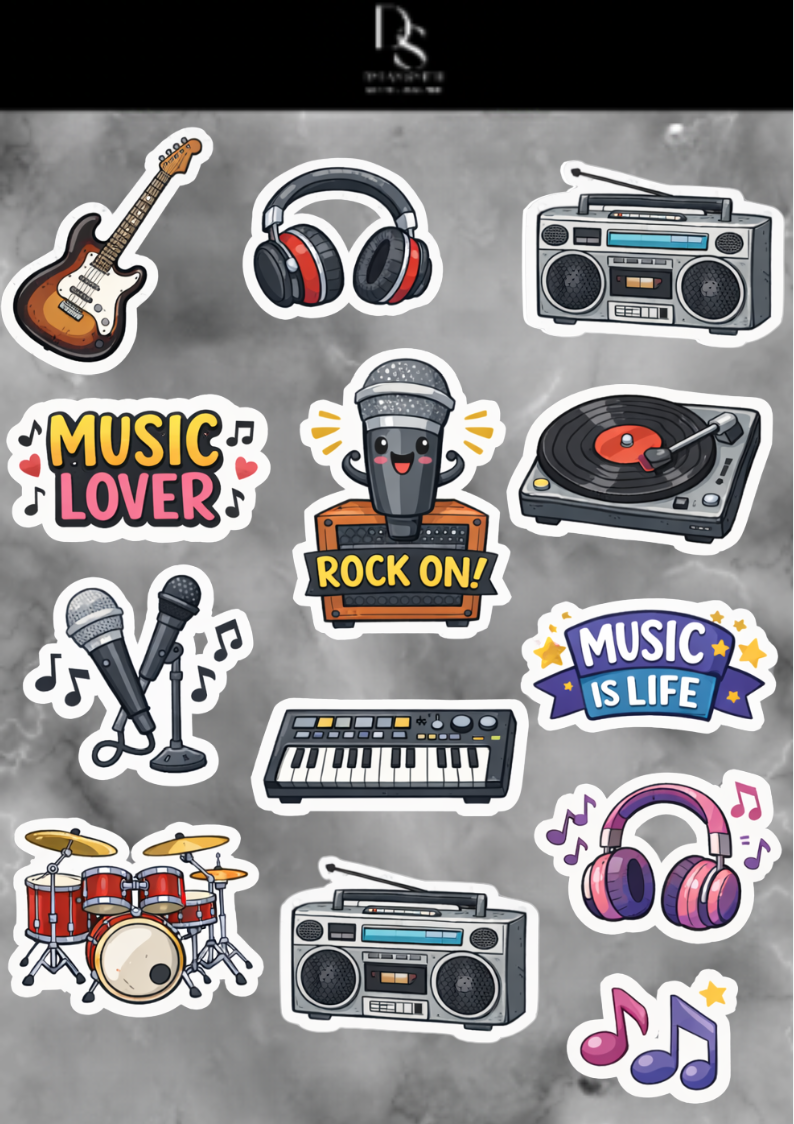 Music style sticker sheet (2pc)
