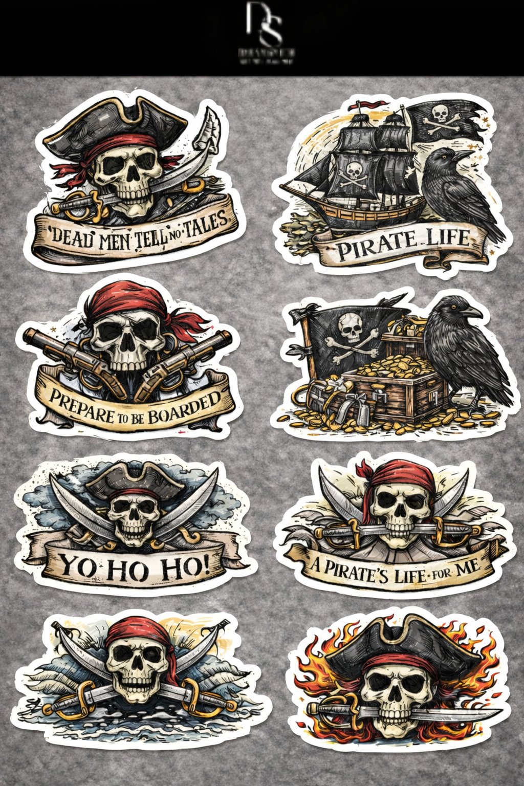 Pirate themed sticker set (2pc)